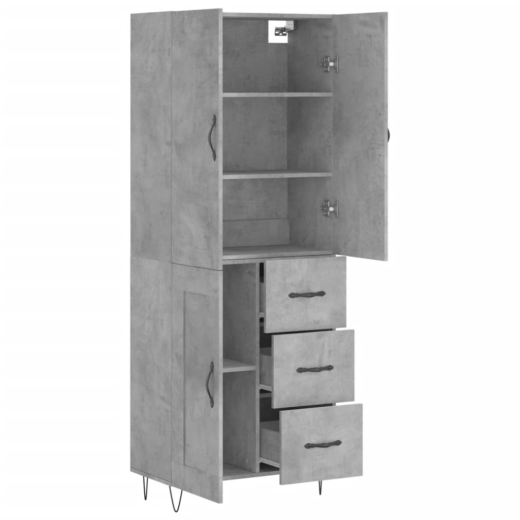 Highboard Concrete Grey 69.5 x 34 x 180 cm Engineered Wood