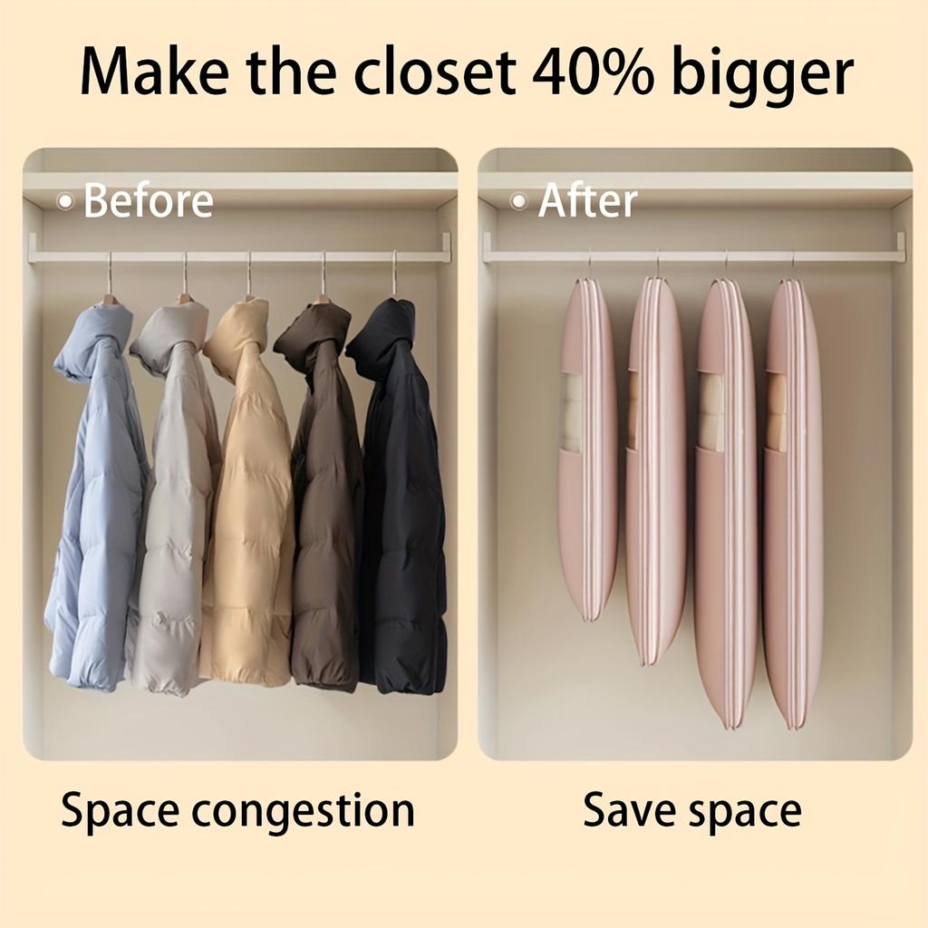 1pc Down Jacket Compression Dust Cover Wardrobe Clothes Dust Bag,New Transparent Window Hanging Hanger Bags,Suitable for Bedroom