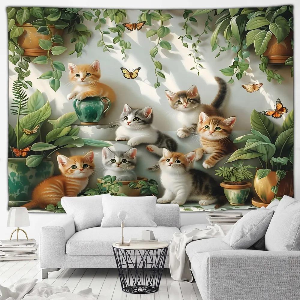 Cute Cat Tapestry Office Living Room Decoration Home Wall Tapestry