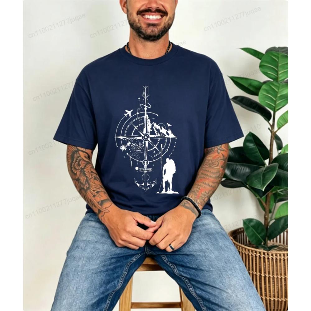 Herren bedrucktes Baumwoll-Oberteil Modisch Vielseitig Kurzarm Bequem Einfache T-Shirts Herren
