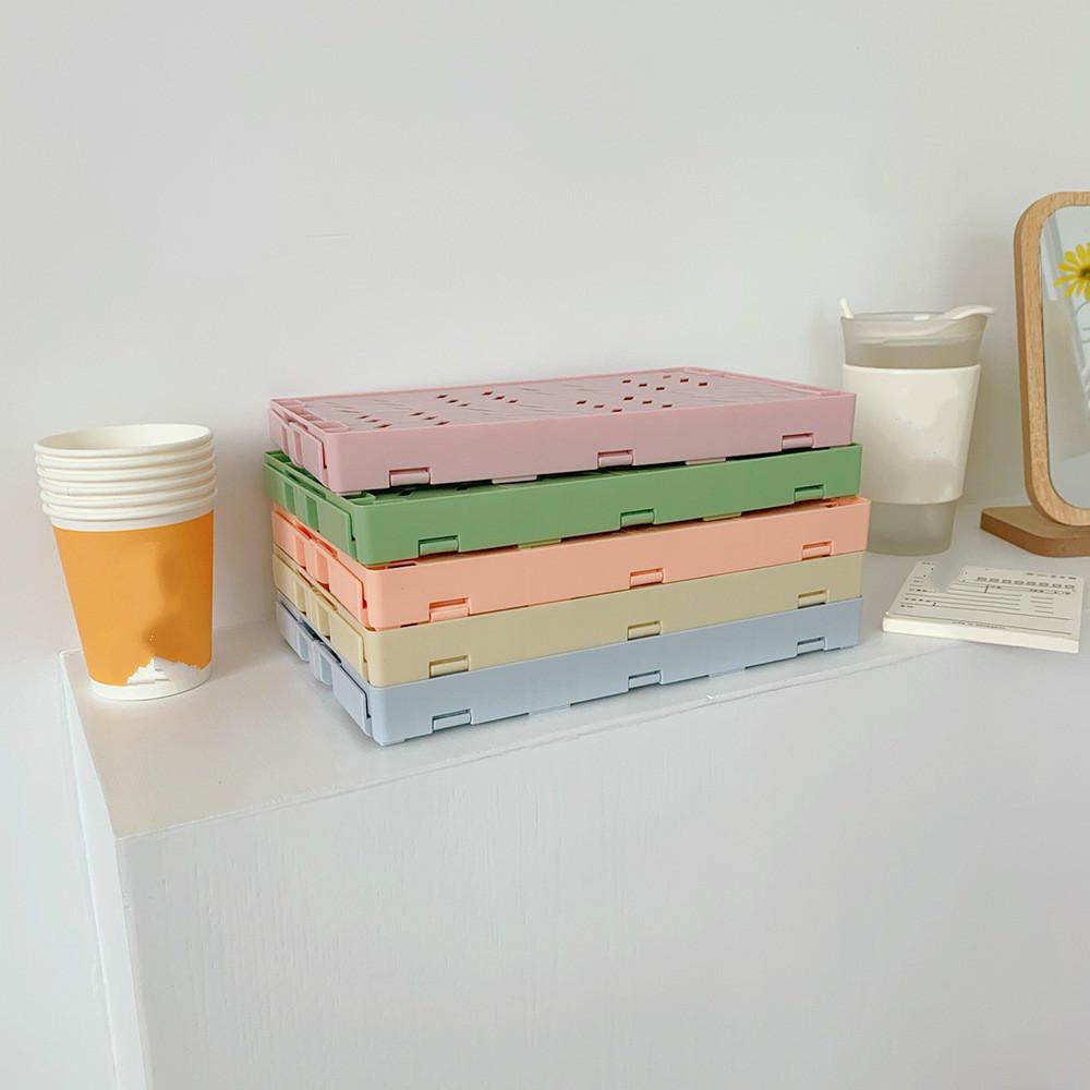 Foldable Plastic Storage Box Student Desktop Organizer Hand Account Tape Stationery Skin Care Product Storage Basket Storage Basket