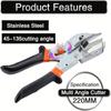 Adjustable Multi-angle Miter - 45-135 Degrees, Black Carbon Steel Hand Tool with 10 Blades, Suitable for Cork, Plastic, PVC and Decorative Materials