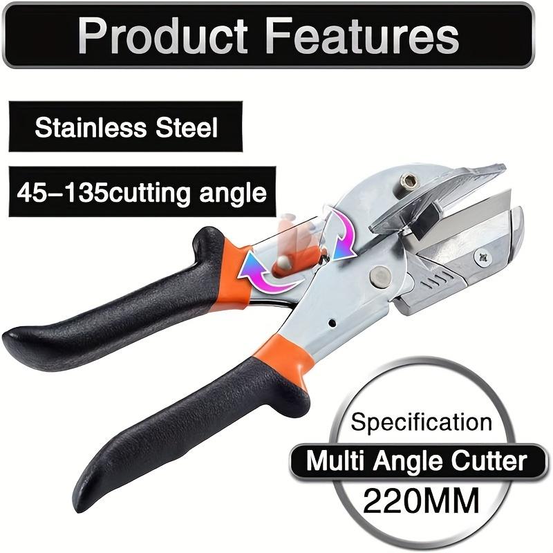 Adjustable Multi-angle Miter - 45-135 Degrees, Black Carbon Steel Hand Tool with 10 Blades, Suitable for Cork, Plastic, PVC and Decorative Materials