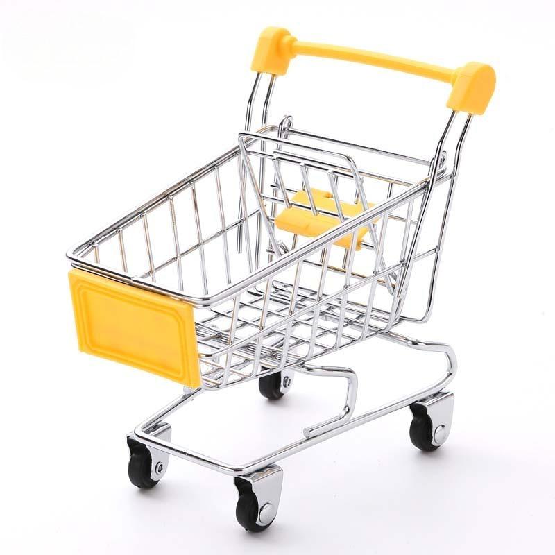 1:48 Mini Supermarket Shopping Trolley Cart Desktop Model Children's Toys Home Decoration Miniature
