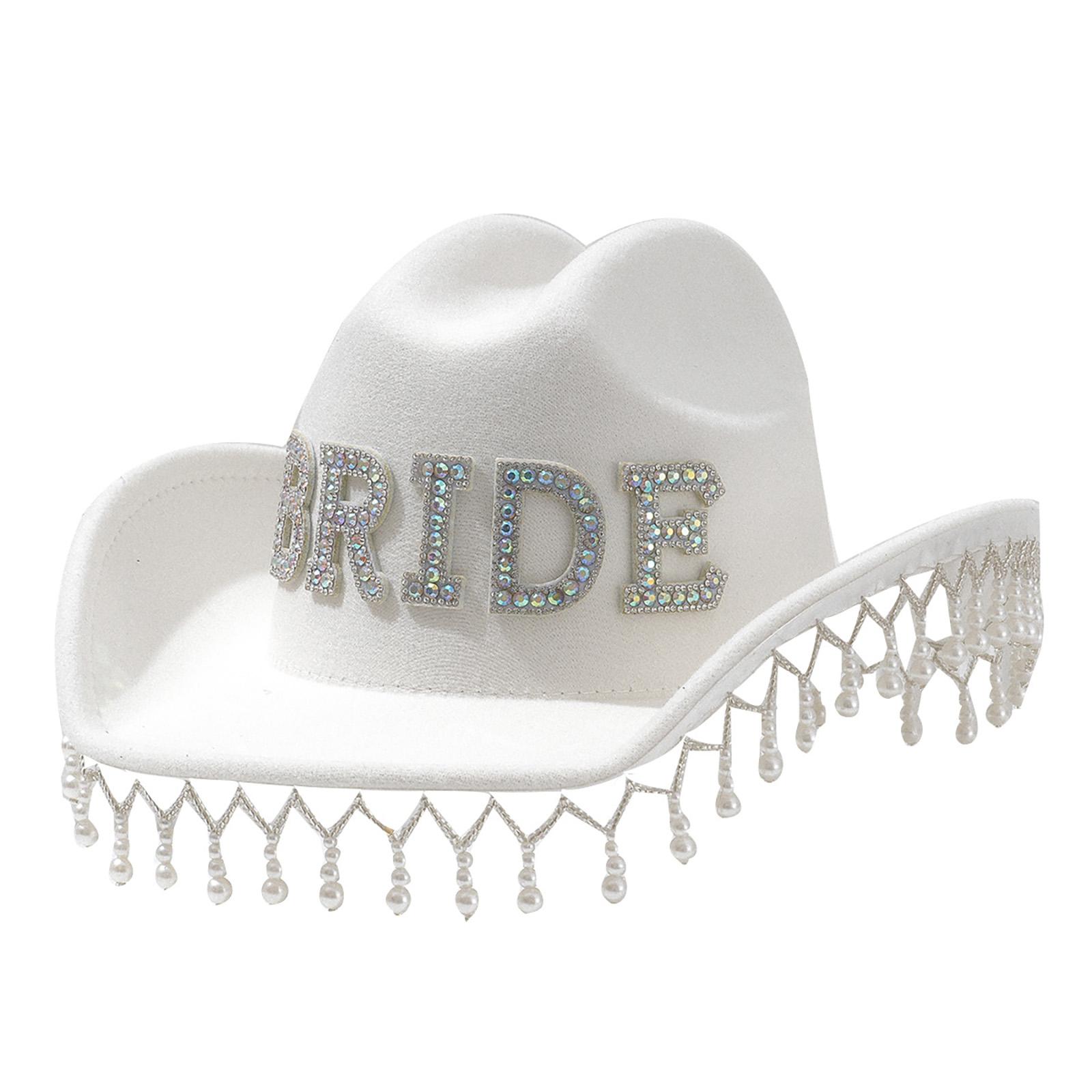 

Розкішні Перли Ковбойські Капелюхи Капелюх Нареченої Капелюх Панама для Дівич-вечора Ковбойські Капелюхи для Клубних Сценічних Шоу C