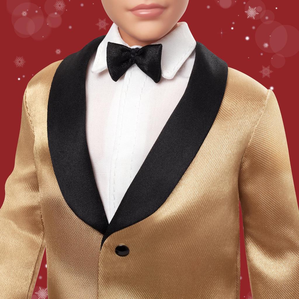 Barbie Holiday Ken Blonde Signature Schwarzes Puppenhaus zum Spielen ab 6 Jahren und Goldenes Ankleidespiel, Auf, (JGK55)