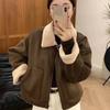Thick Warm Lapel Sherpa Jacket Women Autumn Winter Biker Jacket Cotton Coat