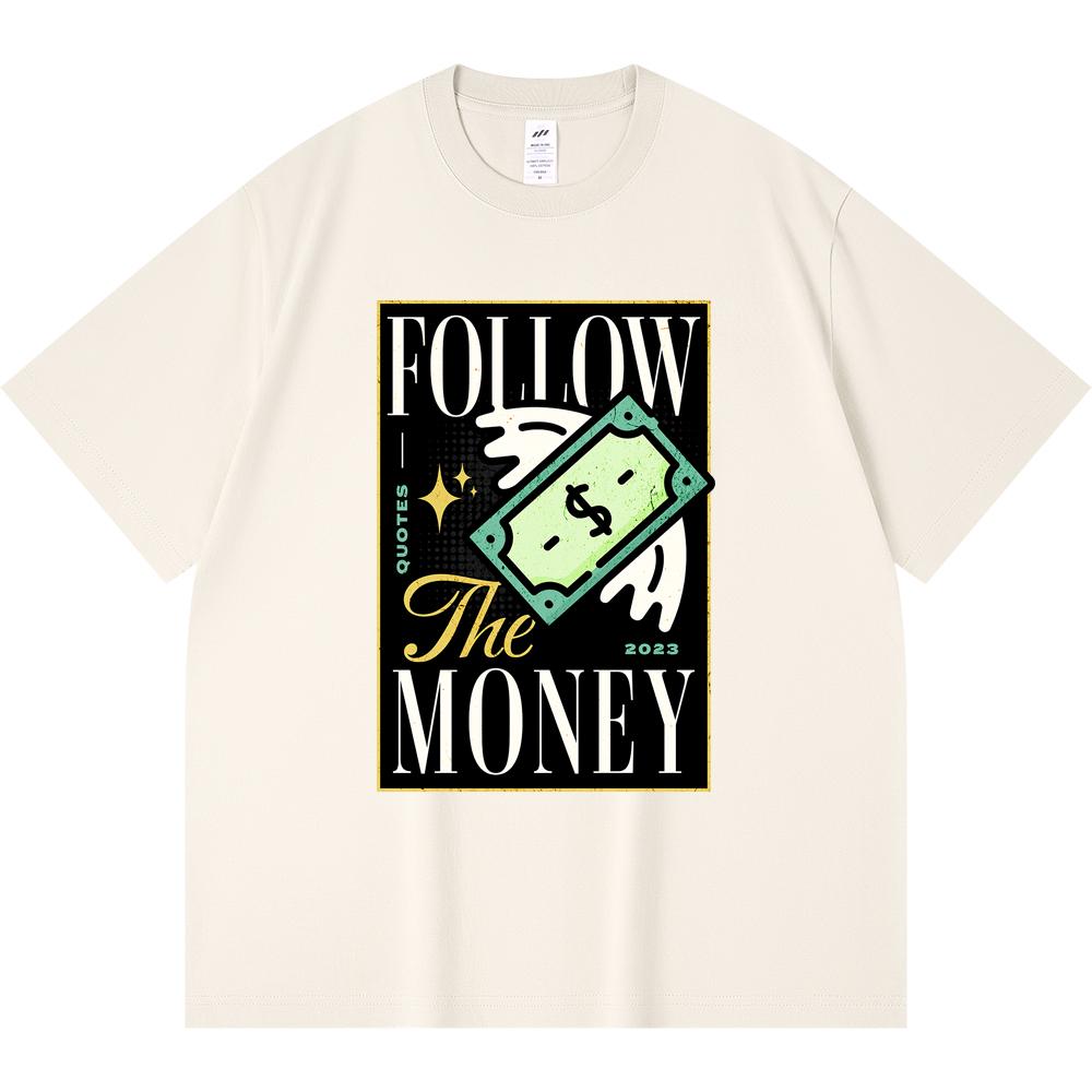 

Футболка плотностью 230 г/м2 из 100% хлопка с принтом Follow The Money, забавная футболка из чесаного хлопка в стиле Харадзюку XS абрикосовый