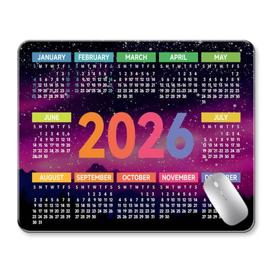 2026 Calendar Mouse Pad Rectangle Waterproof Home Office Gaming Computer Laptop Mousepad Desk Mat with Non-slip Rubber Base PC Accessories