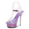 34-43 Size Sexy Super High Heels 15CM Thin Heel Waterproof Table Sandals Transparent Crystal Shoes Wedding Shoes