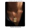 Minimalist Rectangular Plaid Pendant Necklace: Diamond-Studded Clavicle Chain In 18K Gold-Plated Titanium Steel.