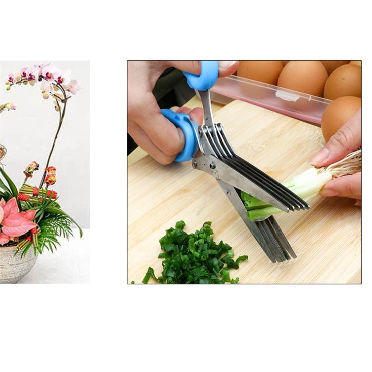 Kitchen Crushing Chopped Green Onion Multi-functional Stainless Steel Five-layer Crushing Scissors