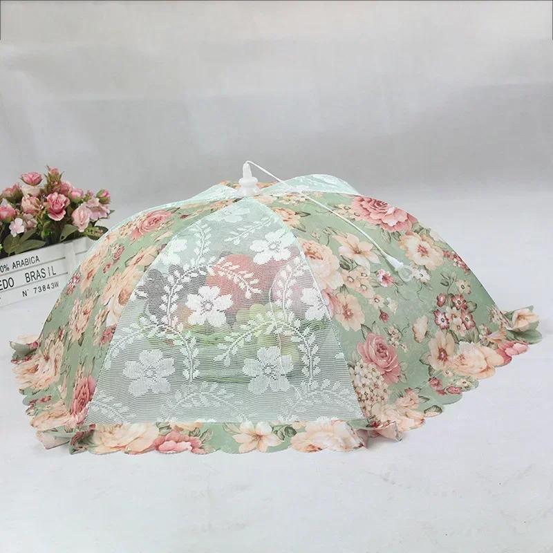 Folding Vegetable Gadgets Household Kitchen Convenience Dustproof Mesh Food Cover Umbrella Shape Fly Proof Stain Table Lace