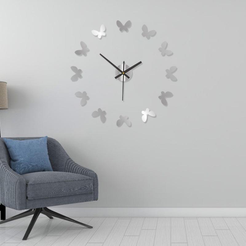 Nordic Minimalist, Creative and Personalized Butterfly Wall Clock, Acrylic Wall Clock, No Need for Drilling, Bedroom Clock, Decorative Wall Clock