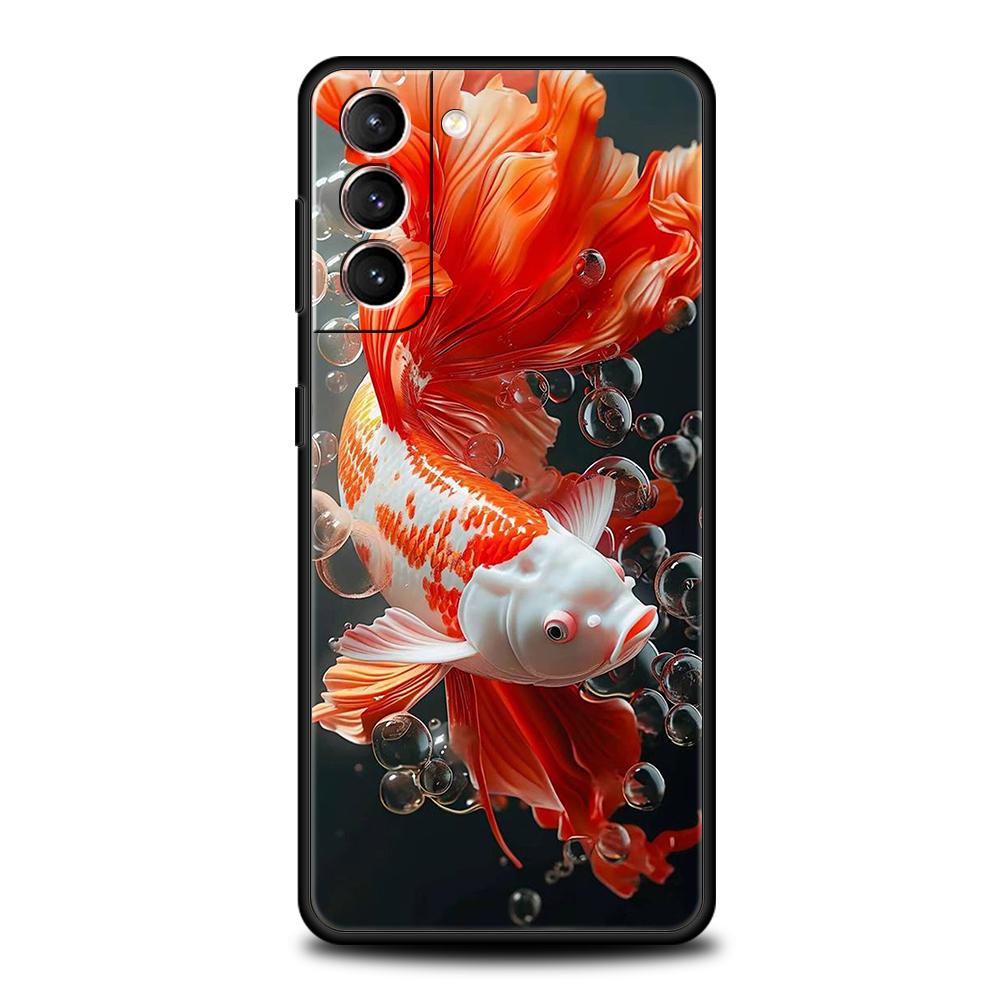 Cartoon Fish Case for Samsung Galaxy S24 S23 S22 S20 S21 FE Ultra S10 S10E S9 S8 Plus 5G Silicone Shockproof Phone Cover Capas