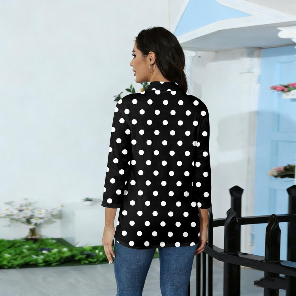 Damen Mock-Neck 3/4-Ärmel Bedrucktes Oberteil