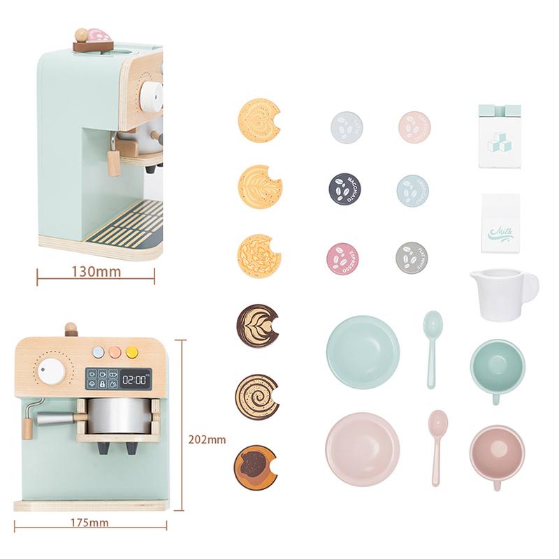 Wooden Coffee Machine Toy Set - Children's Cafe Role-Playing And Early Development Game Toy For Parent-Child Interaction