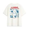 Li Ning Sports Lifestyle Series Simple Letter Round Neck Loose Short Sleeve T-Shirt Unisex Tops Off-White AHSV745-1