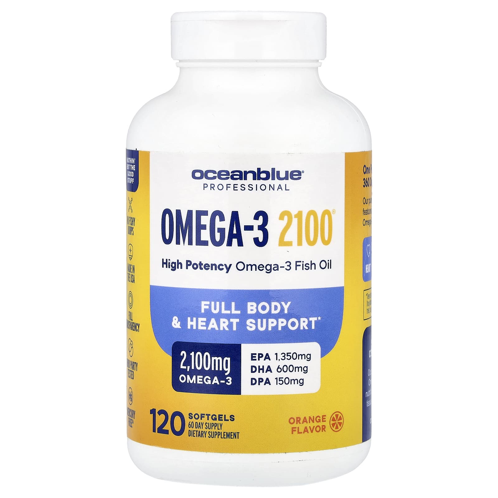 

Professional, Omega-3 2100®, High Potency, Orange, 120 Softgels (1,050 mg per softgel)