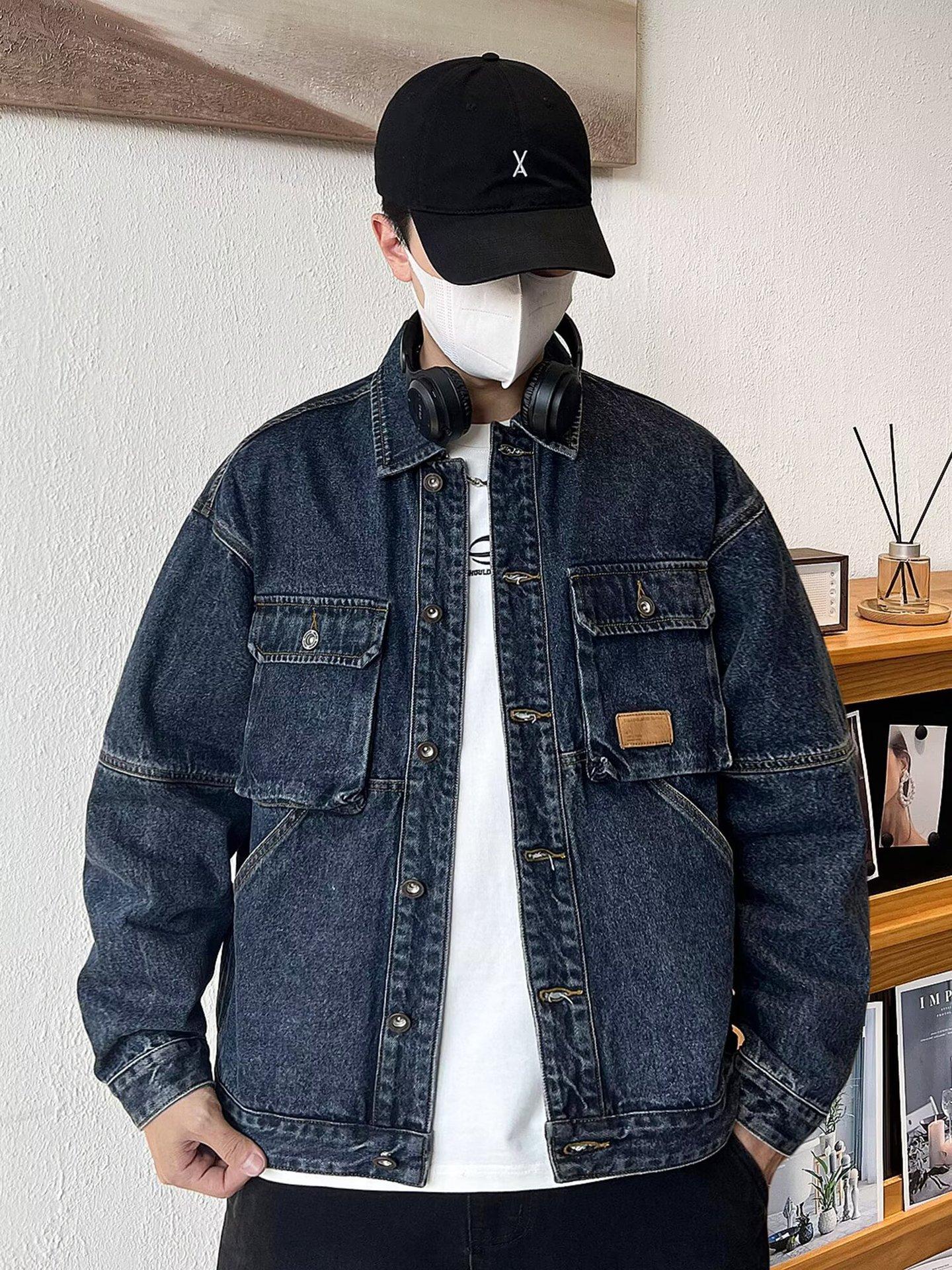 

Инструменты для стирки джинсовой куртки Multi-Bag Loose And Universal 3XL сине серый