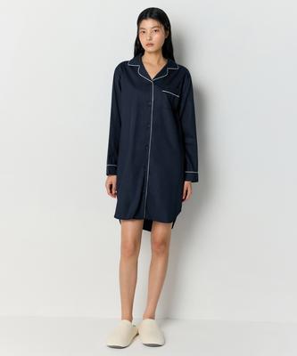 MUSINSA STANDARD WOMAN Women'S Cotton Modal Pajama Dress [Navy/White]