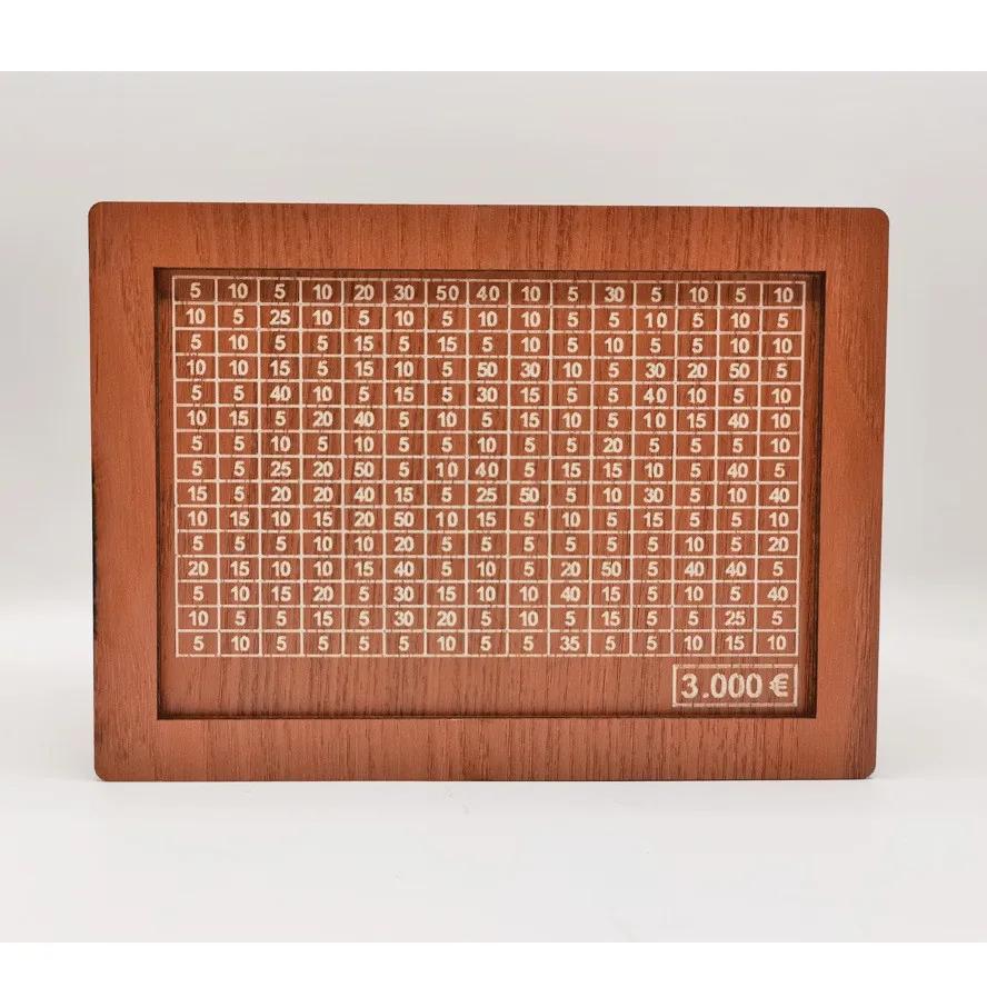 1000/2000/3000/5000/10000 Euro Spardose Holz Sparschwein mit wiederverwendbarer Spardose mit Sparziel und Zahlen Boxen1