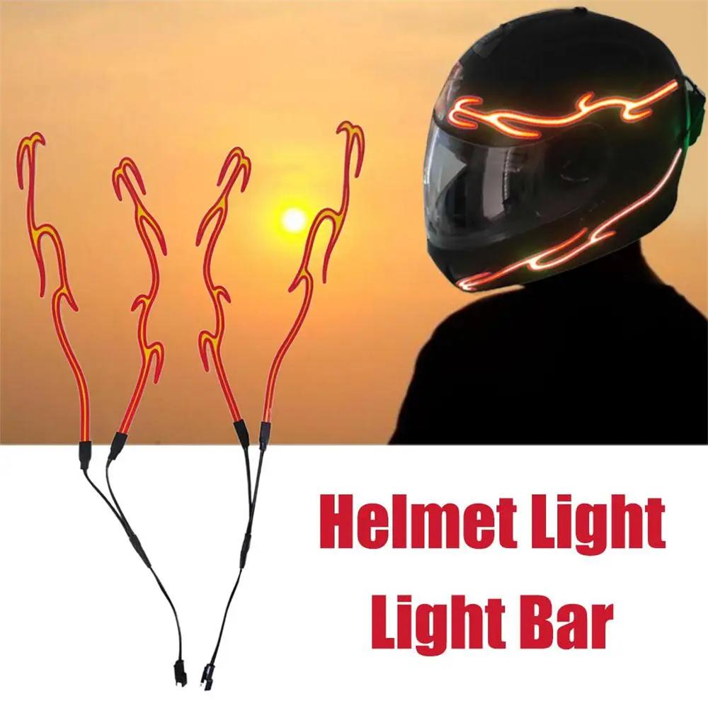 1Pair Motorcycle Helmet LED Cold Light Waterproof Strip Sticker Flashing Warning
