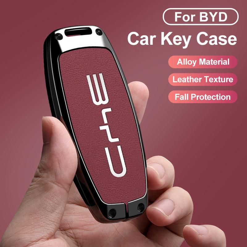 Zinc Alloy Leather Car Key Bag For Byd Second-Generation Song Pro, Tang Dm, Qin Plus Max, Yuan Dynasty, Atto, Han Ev, Dolphin