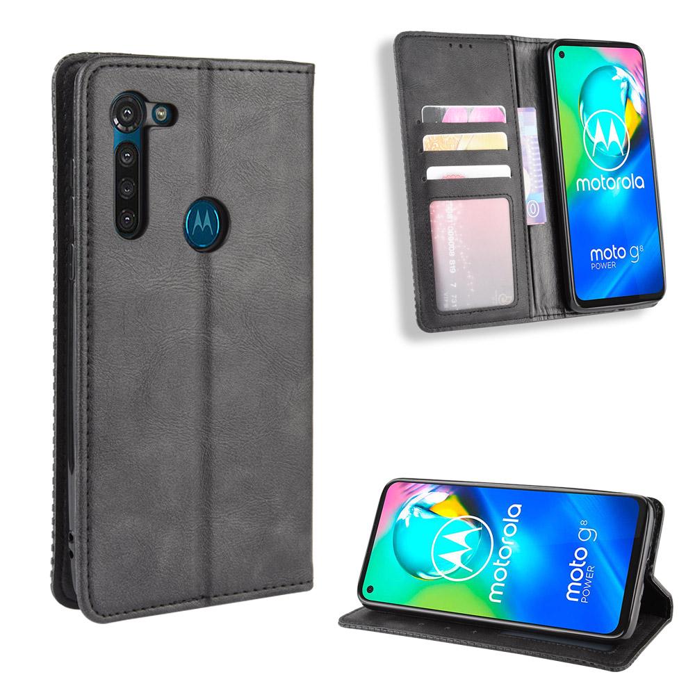 Retro Flip Book Leather Cover for Motorola Moto G8 Power One Hyper Magnetic flip wallet case for Moto E6 Play Macro phone bag