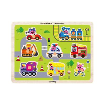 KC-Certified - Pinkfong Wooden Peg Puzzle – Transportation (8 Pieces)