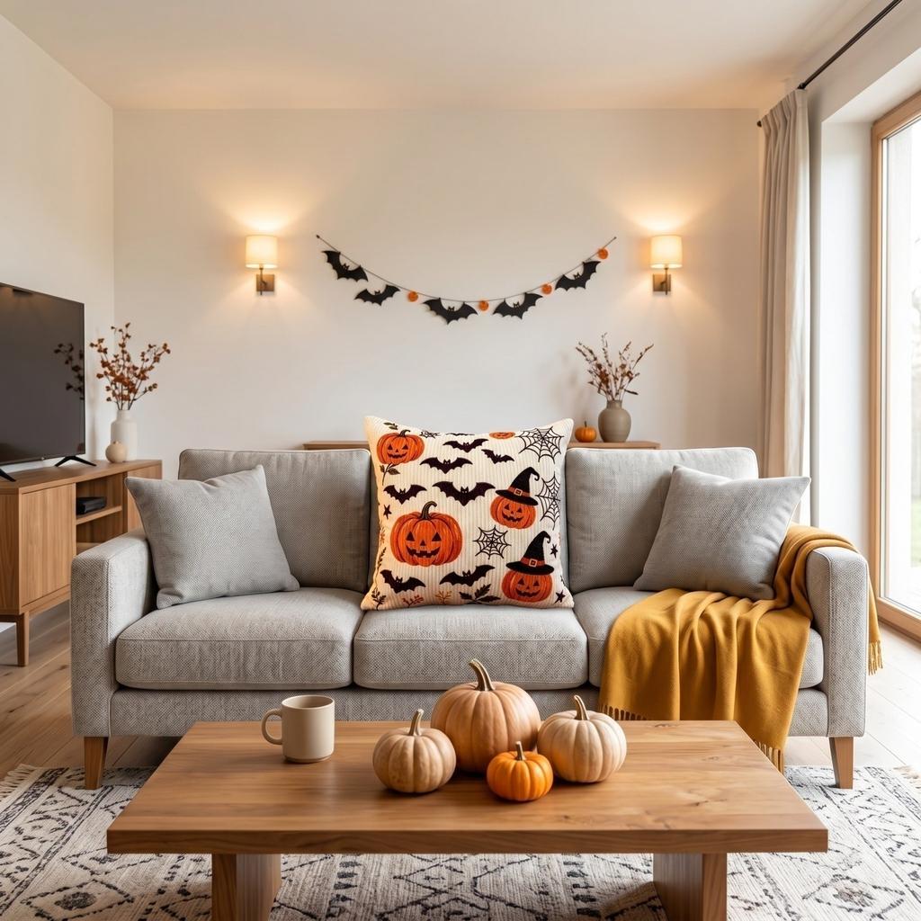 Halloween Pumpkin Corduroy Cover Decorative Throw Case for Couch Indoor Fall Decor