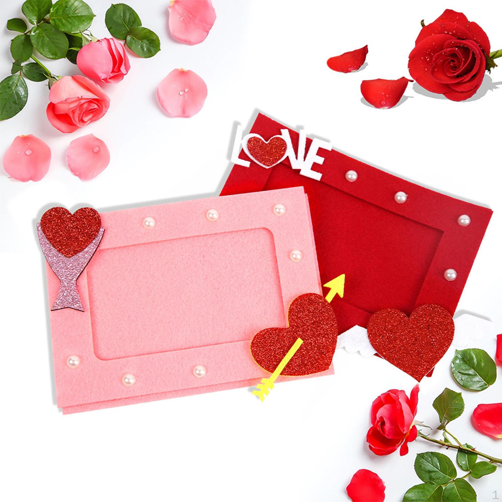 

2 Pieces Valentine s Day Photo Frame Picture Holder Crafts Lightweight Non Woven for