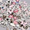 10/20/30/50 st Slumpmässig Blandning Silverfärg Hjärta Rosett Stjärna Berlocker För Junk-fodral Blomma Rosa Flicka Hänge DIY Hårnål Mobilskal Partihandel