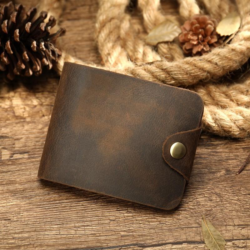 First Layer Cowhide Men s Wallet Retro Crazy Horse Leather Multiple Card Slots Change Bag Long Short 12x2x10