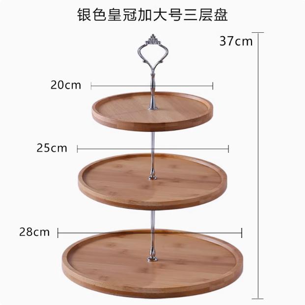 Natural Bamboo Tray Creative Double Layer Fruit Bread Plate Living Room Household Tableware Afternoon Tea Snack Cake Stand