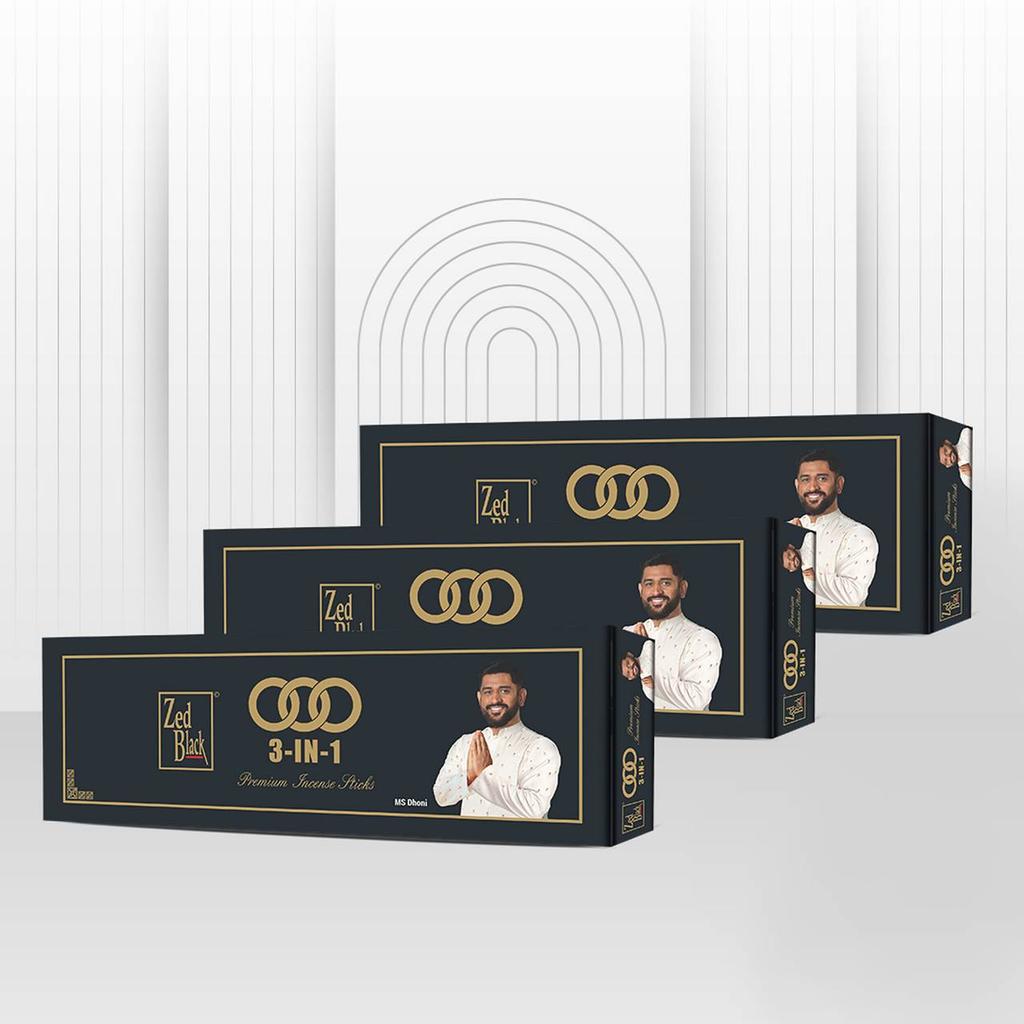 Zed Black 3 In 1 Monthly Pack Incense Sticks Pack of 3 Long-Lasting Aroma Sticks for Home and Meditation