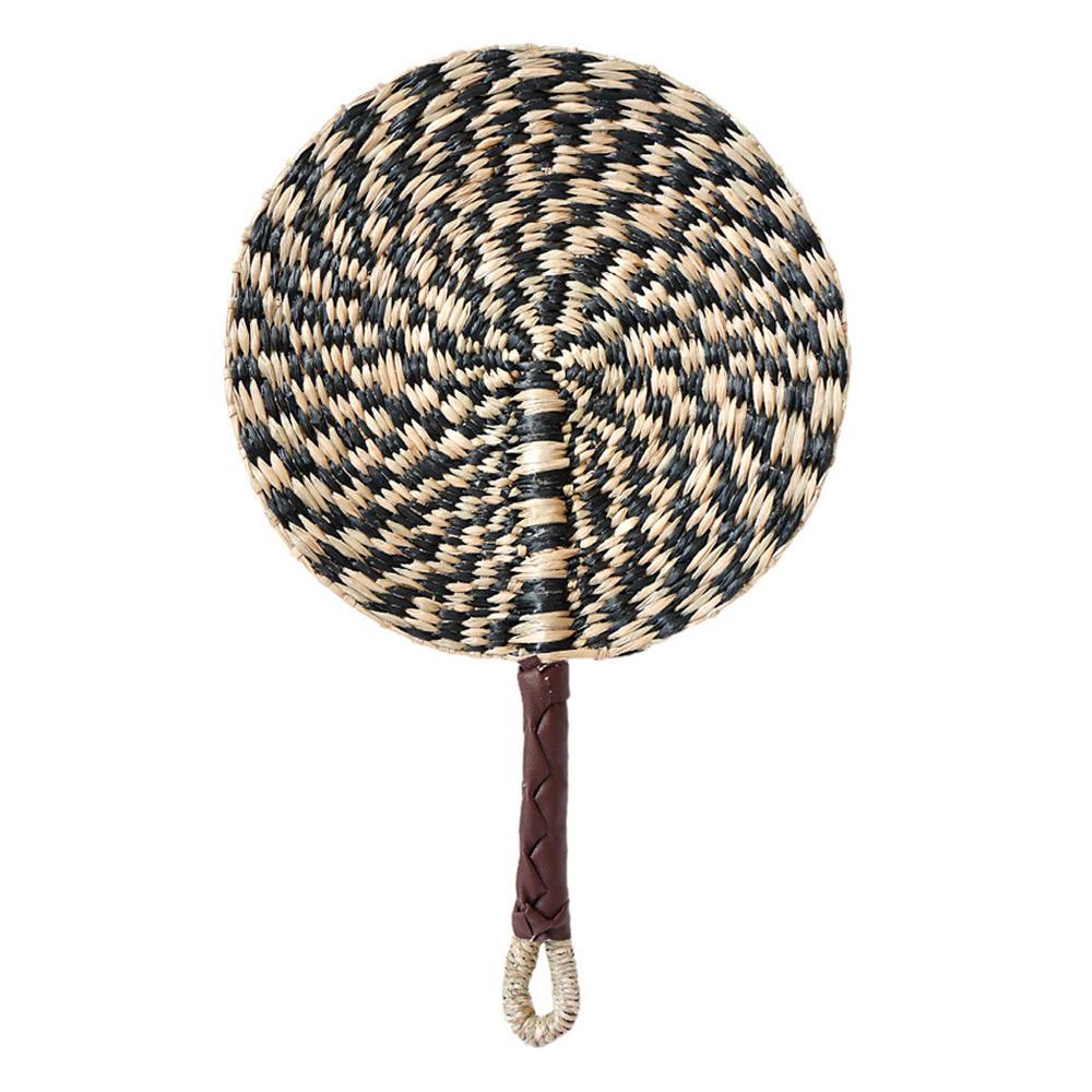 Vintage Seagrass Woven Fan Bohemian Summer Cooling Fan Decorative Handheld Fans Home Decoration