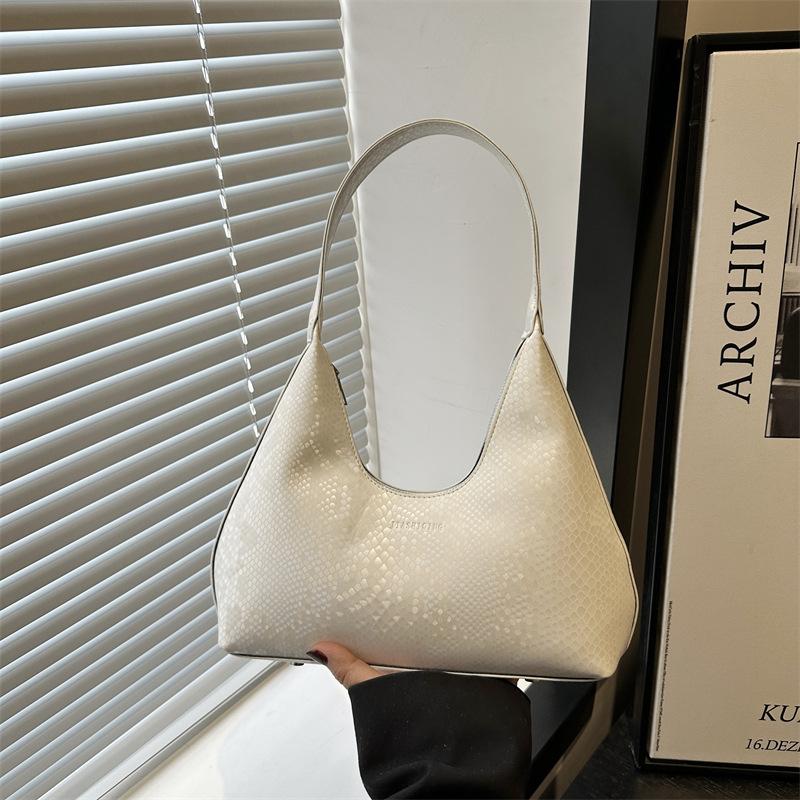 

Сегодняшняя популярная новая сумка-полумесяц однотонная высококачественная текстура дамская сумочка универсальный темперамент одно плечо подмышечная сумка женщины белый