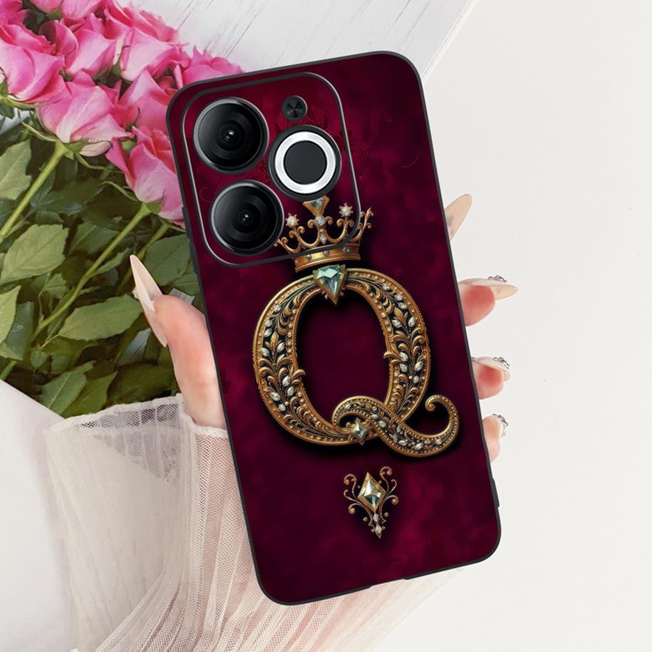 For Itel A80 Case A671L A671LC Back Cover Luxury A Z Initial Letter Crown Soft Silicone Couple Phone Case For ItelA80 A 80 Shell