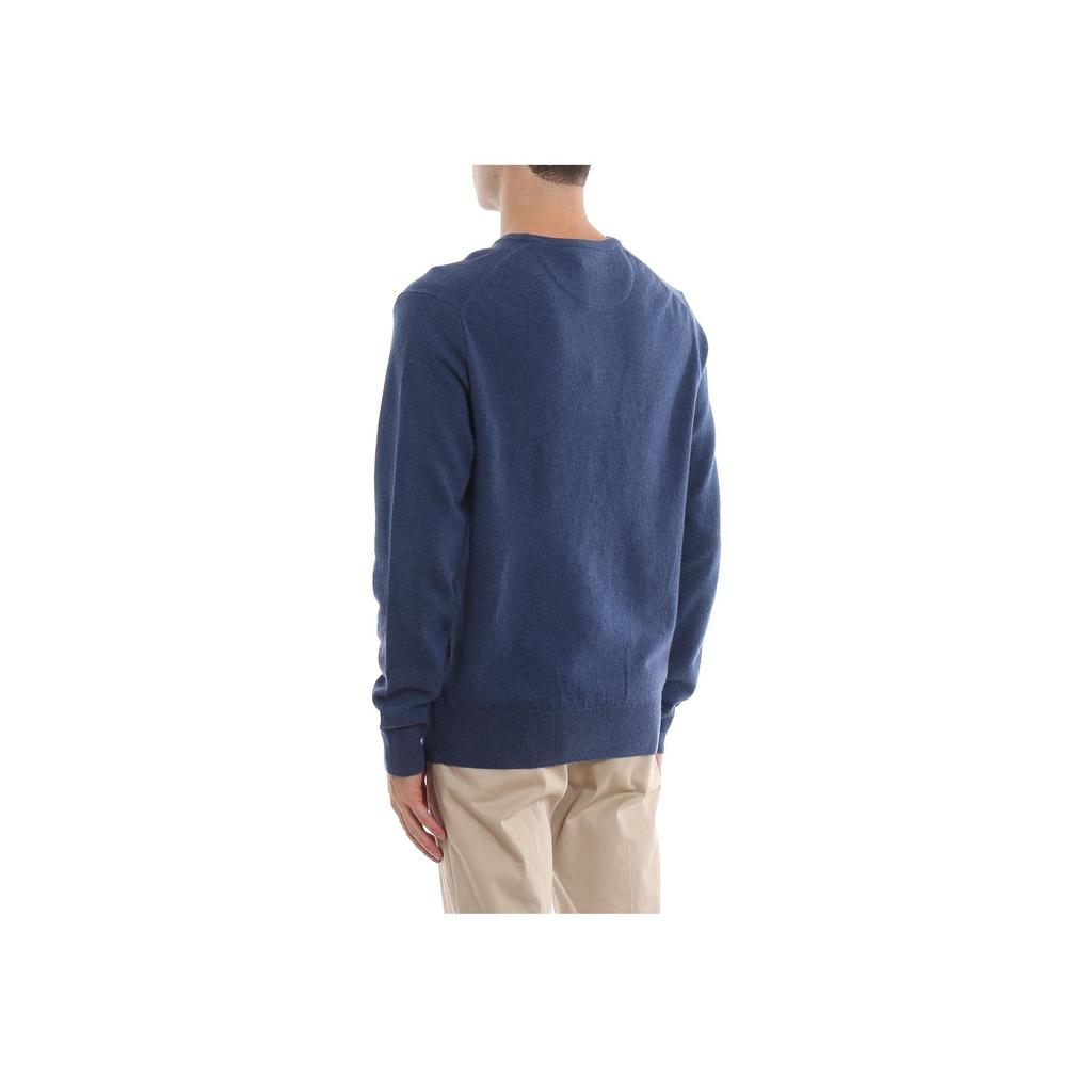 Polo Ralph Lauren Small Pony Logo Embroidered Crew Neck Wool Knit Sweater Men sweater Blue MNPOSWE16820006-400