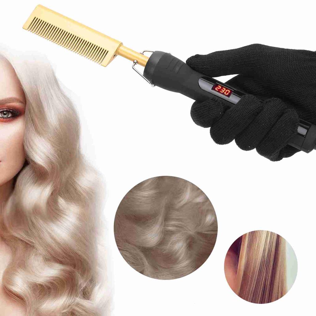 Electric Hair Straightener Comb Straight Curl Dual Use for Women Hair Styling Men Beard Combing