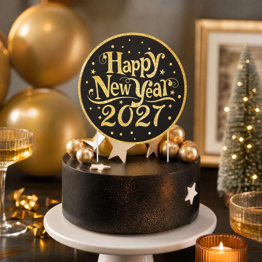 2027 Topper, Large New Year's Day Decoration Pick for Party Dessert Table, 1 Pack