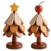 3Pcs Wooden Christmas Tree Trivets for Hot Dishes Heat Insulation