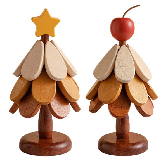 3Pcs Wooden Christmas Tree Trivets for Hot Dishes Heat Insulation
