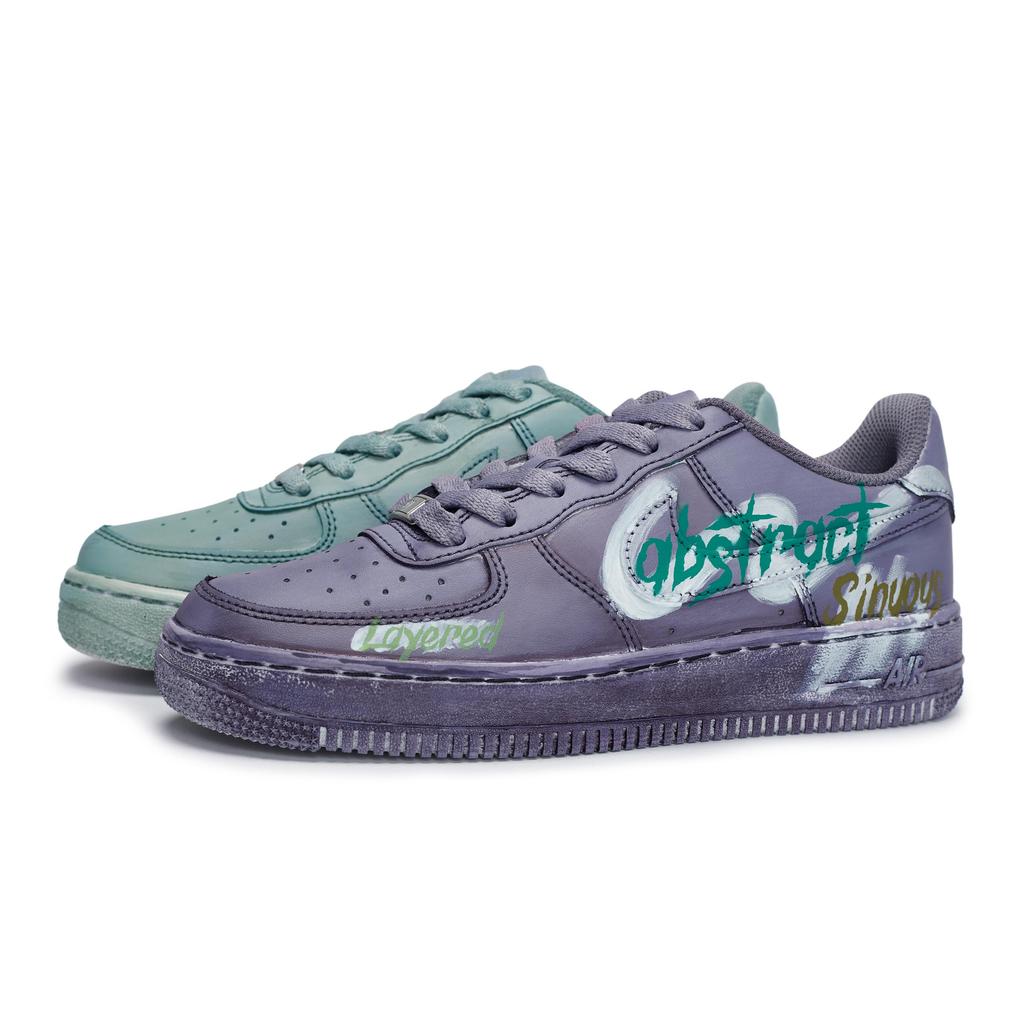 Nike Air Force 1 Slip Resistant Abrasion Resistant Low top Skateboard Shoes Unisex Purple Green CW2288-111(Team80-S-BOX)