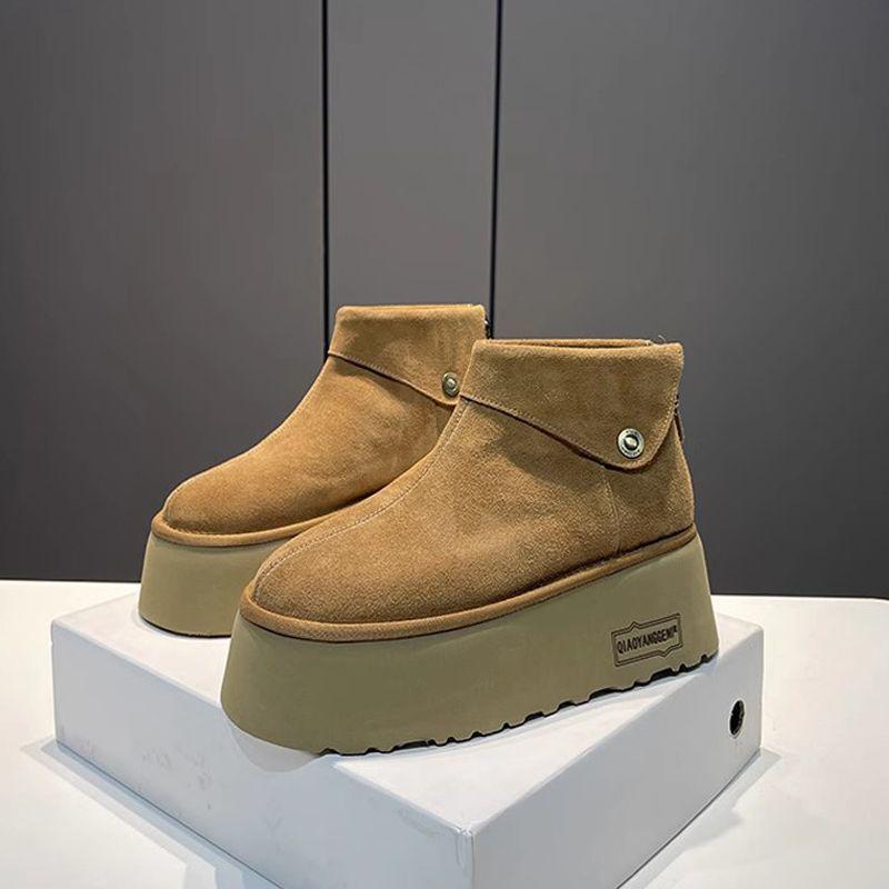 

Жіночі черевики на платформі з натуральної замші Осінь/Зима 2025 з товстою підошвою та високим каблуком 35