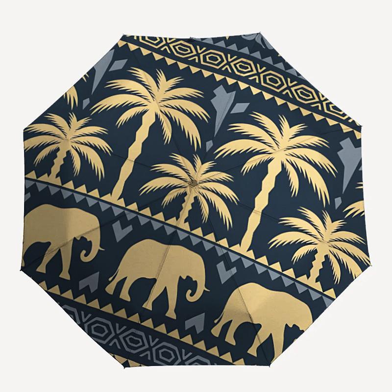 

1pc Tropical Elephants Automatic Open/Close Umbrella Compact Folding Umbrella, All-Season Portable Umbrella for Women/Men F1124030