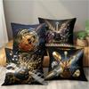 Guitar & Music Note Throw Pillow Covers, Glowing Acoustic Guitar With Sound Wave Print Cushion Cases Rock Music Lover Home Decor