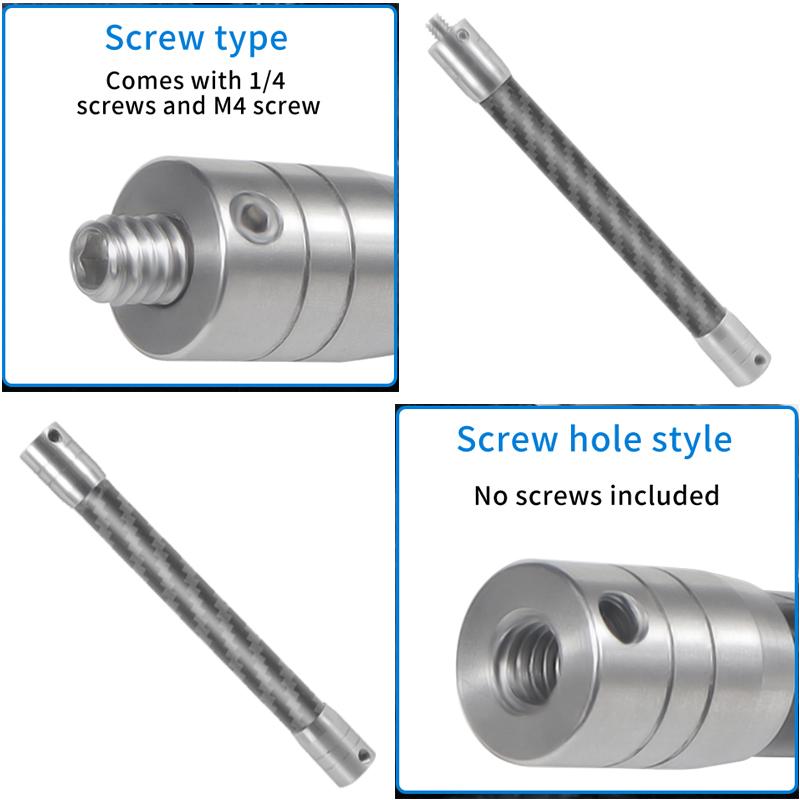 Carbon Fiber Extension Pole 1/4" Selfie Stick Extendable Rod Stainless Steel Screw Hole for Gopro DJI OSMO 360 Action Camera 7