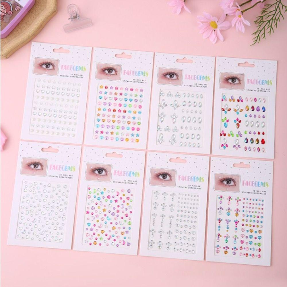 

3sheets DIY Mobile Phone DIY Acrylic Gem Sticker Gift Nail Eyes Face Hair Body